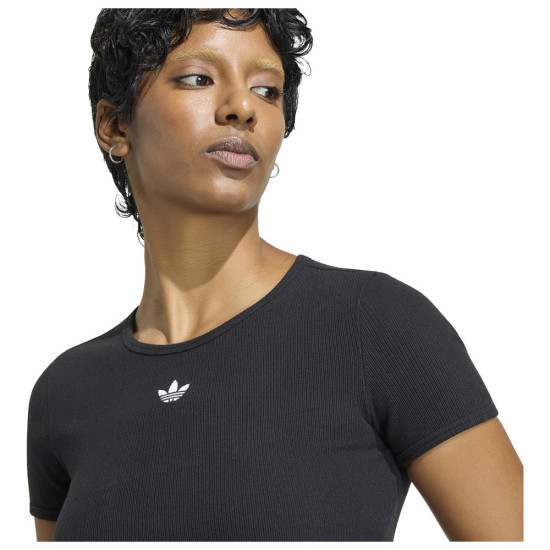 Adidas Γυναικεία κοντομάνικη μπλούζα Essentials Ribbed Cropped Top
